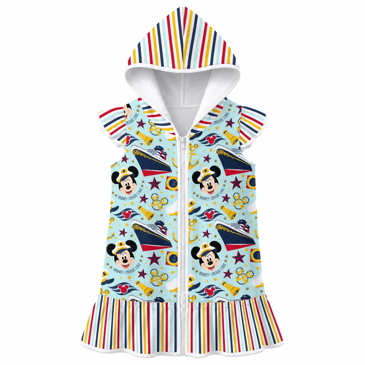 DCL Stripe Girls' Hooded Beach Cover-Up