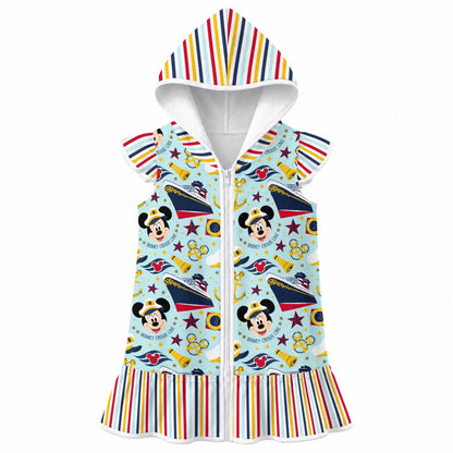 DCL Stripe Girls' Hooded Beach Cover-Up