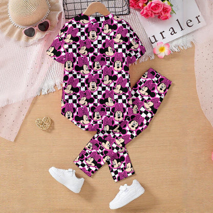 Hot Pink Leopard Minnie Kids' Casual Top and Pants Set