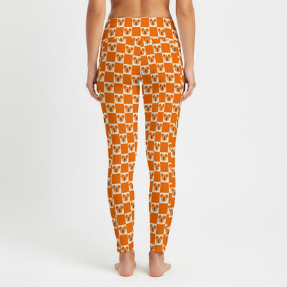 Preppy Pumpkin Women's High Waist Leggings With Side Pocket