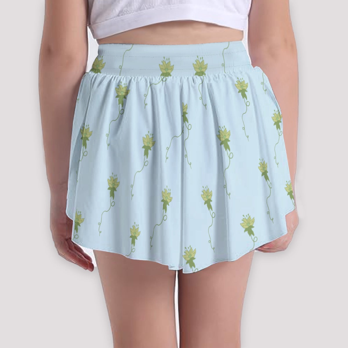 Blue Lotus Flower Girls' Sports Culottes