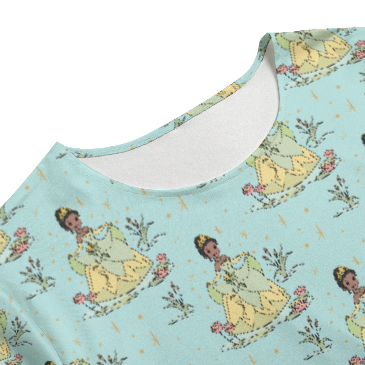 Tia [aqua] & Lotus Flowers [smaller print] Women's T-shirt Set With Short Sleeve