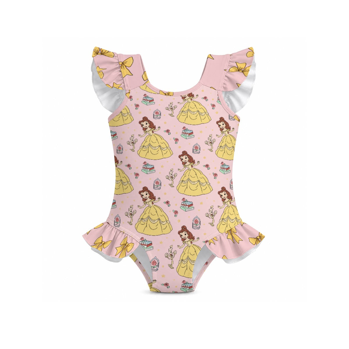 The Beautiful Princess Girls' Ruffle Sleeve Swimsuit With Bow