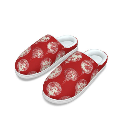 Red Toile Christmas Ornaments Women's Plush Slippers