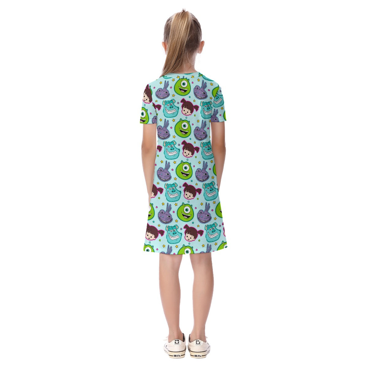 Aqua Toon Monsters Kid's Short Sleeve Dress