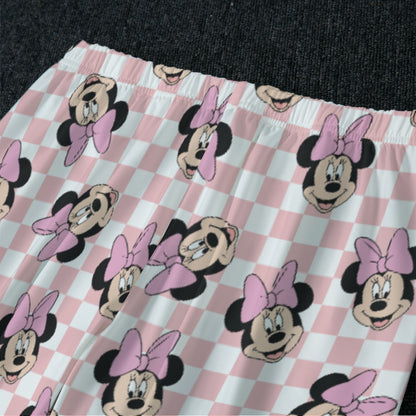 Checkered Minnie Women's Raglan Sleeve Pajamas