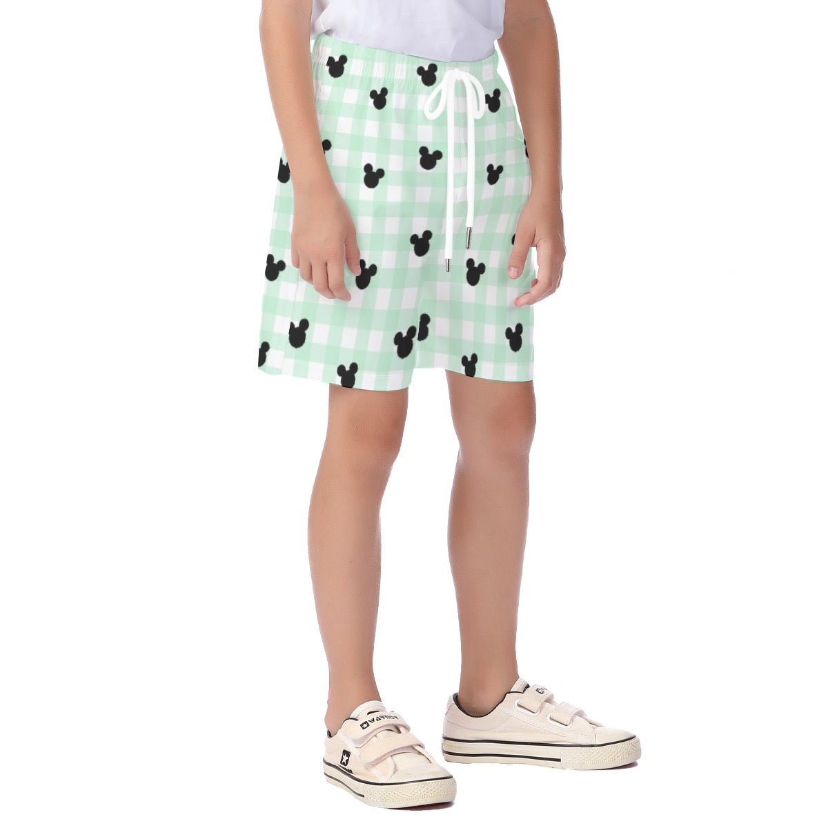 Green Gingham Kid's Beach Shorts