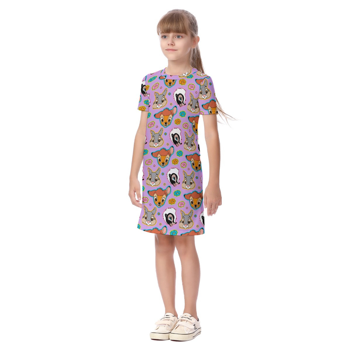 Purple Forest Friends Kid's Short Sleeve Dress