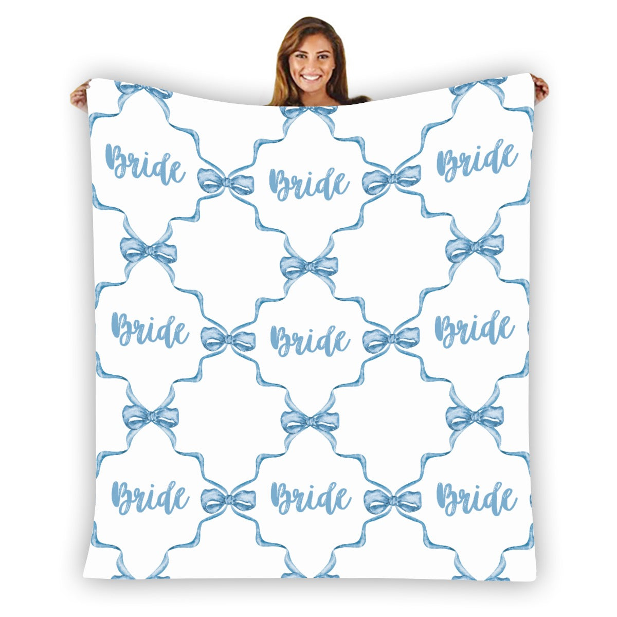 Single-Side Bow Trellis Bride Flannel Blanket
