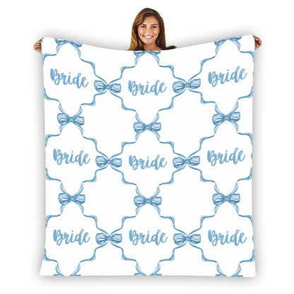 Single-Side Bow Trellis Bride Flannel Blanket