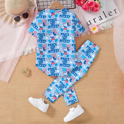 Patriotic MM [blue] Kids' Casual Top and Pants Set
