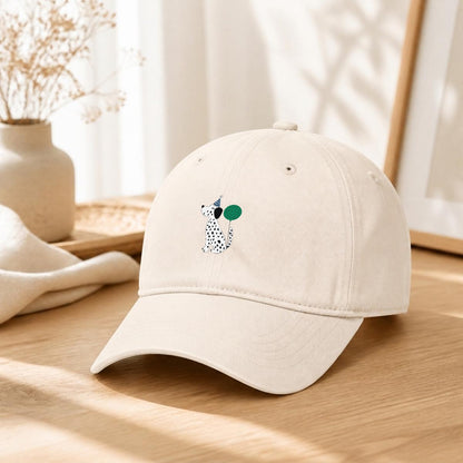 Party Pups Dalmatian Embroidered Soft-Crown Flat Cap