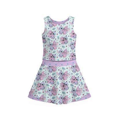 Alien Friends Girl's Sleeveless Sports Tank & Skort Set