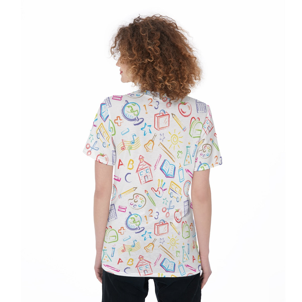Colorful School Supplies Women's O-Neck T-Shirt|180 GSM Jersey