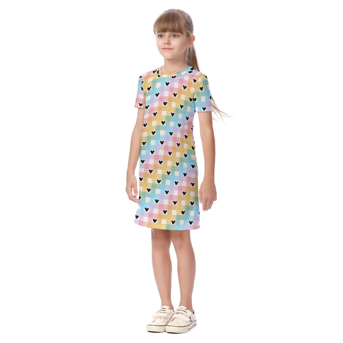 Pastel Gingham MM Kid's Short Sleeve Dress
