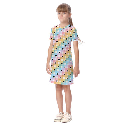 Pastel Gingham MM Kid's Short Sleeve Dress