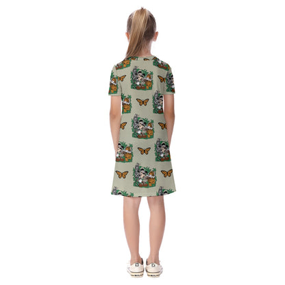 Sage Safari Kid's Short Sleeve Dress