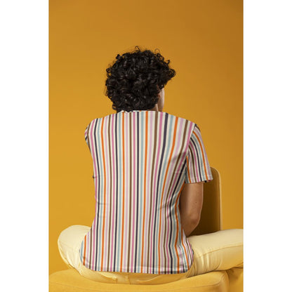 Slate Friendly Ghosts Stripe Men's Round Neck T-Shirt