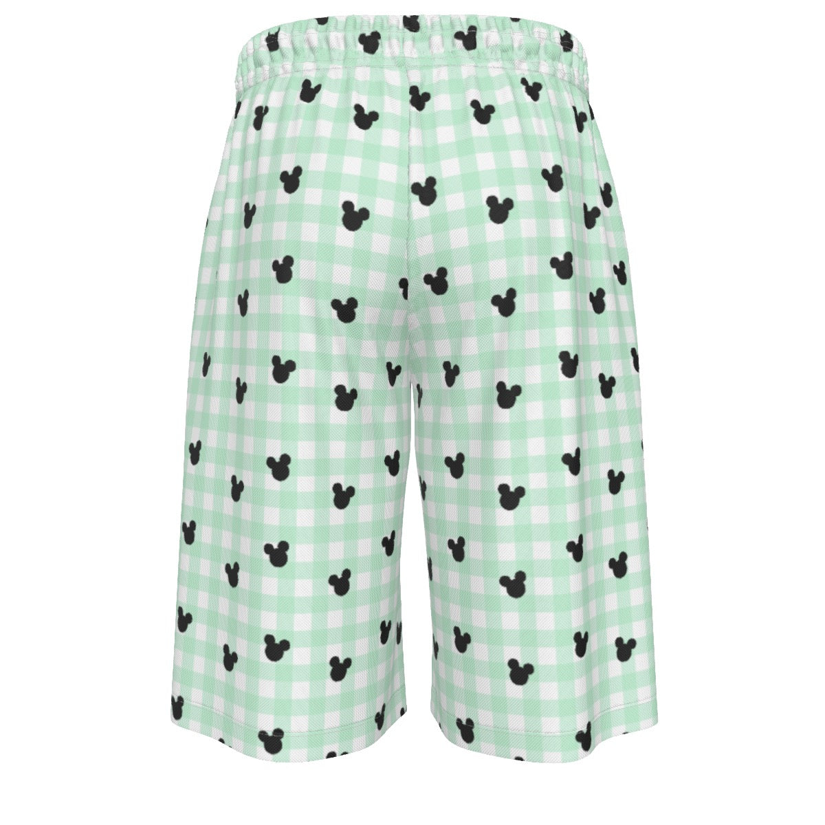 Green Gingham Men's Over-The-Knee Shorts