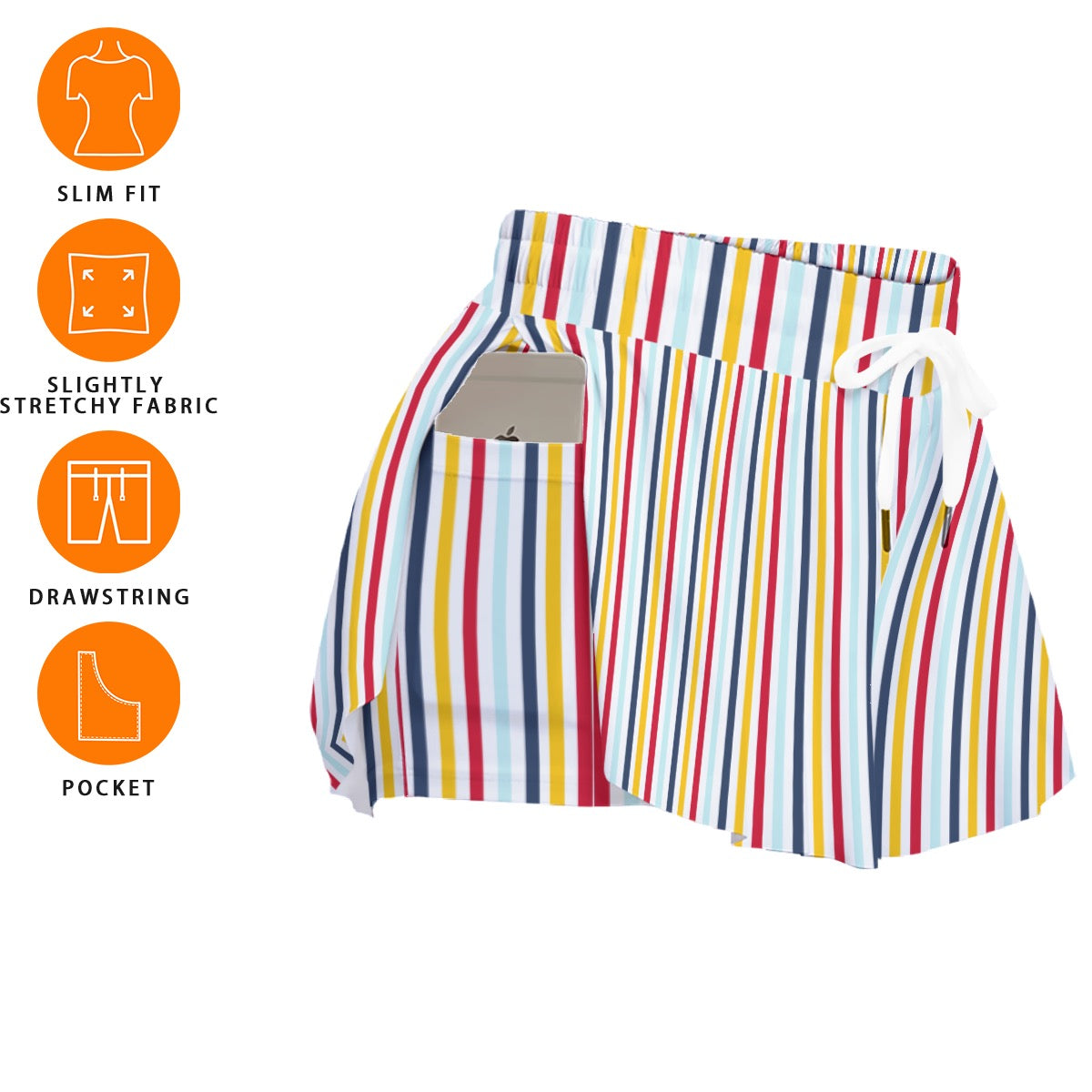 DCL Stripe Women's Sport Skorts With Pocket