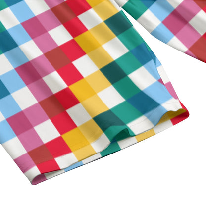 Striped Alice & Check Women's T-shirt Set With Short Sleeve