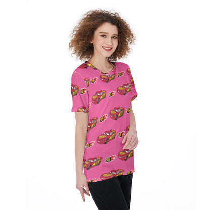 Pink Cars Women's O-Neck T-Shirt|180 GSM Jersey