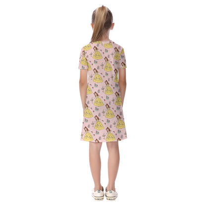 The Beautiful Princess [smaller print] Kid's Short Sleeve Dress