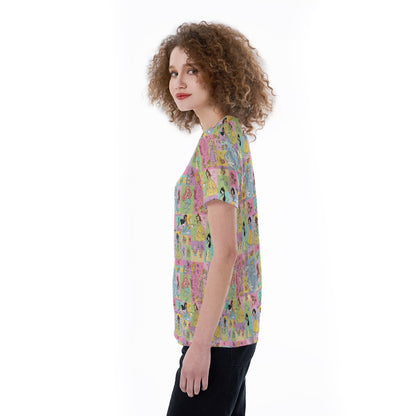 Princess Patchwork V-neck Women's T-shirt