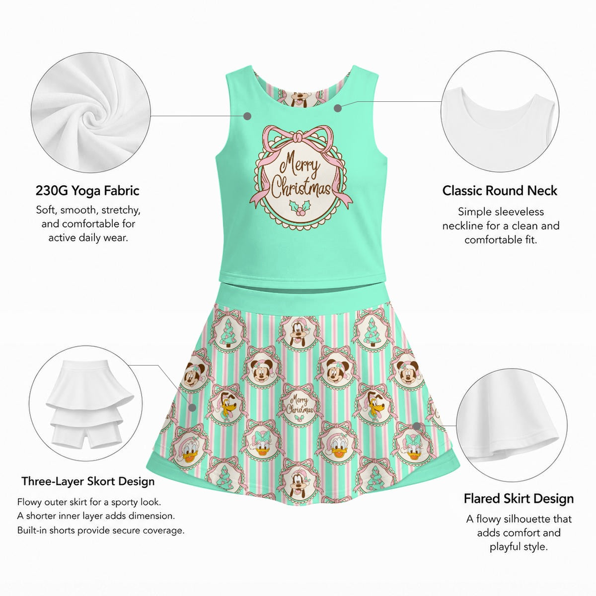 Merry Christmas & Friends Girl's Sports Tank & Skort Set