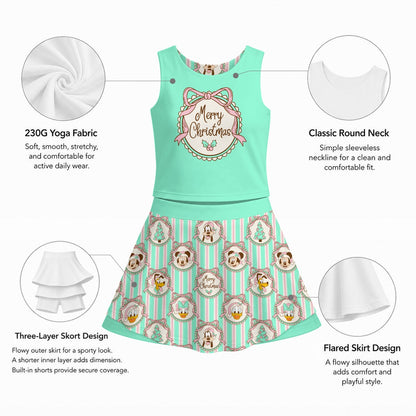 Merry Christmas & Friends Girl's Sports Tank & Skort Set