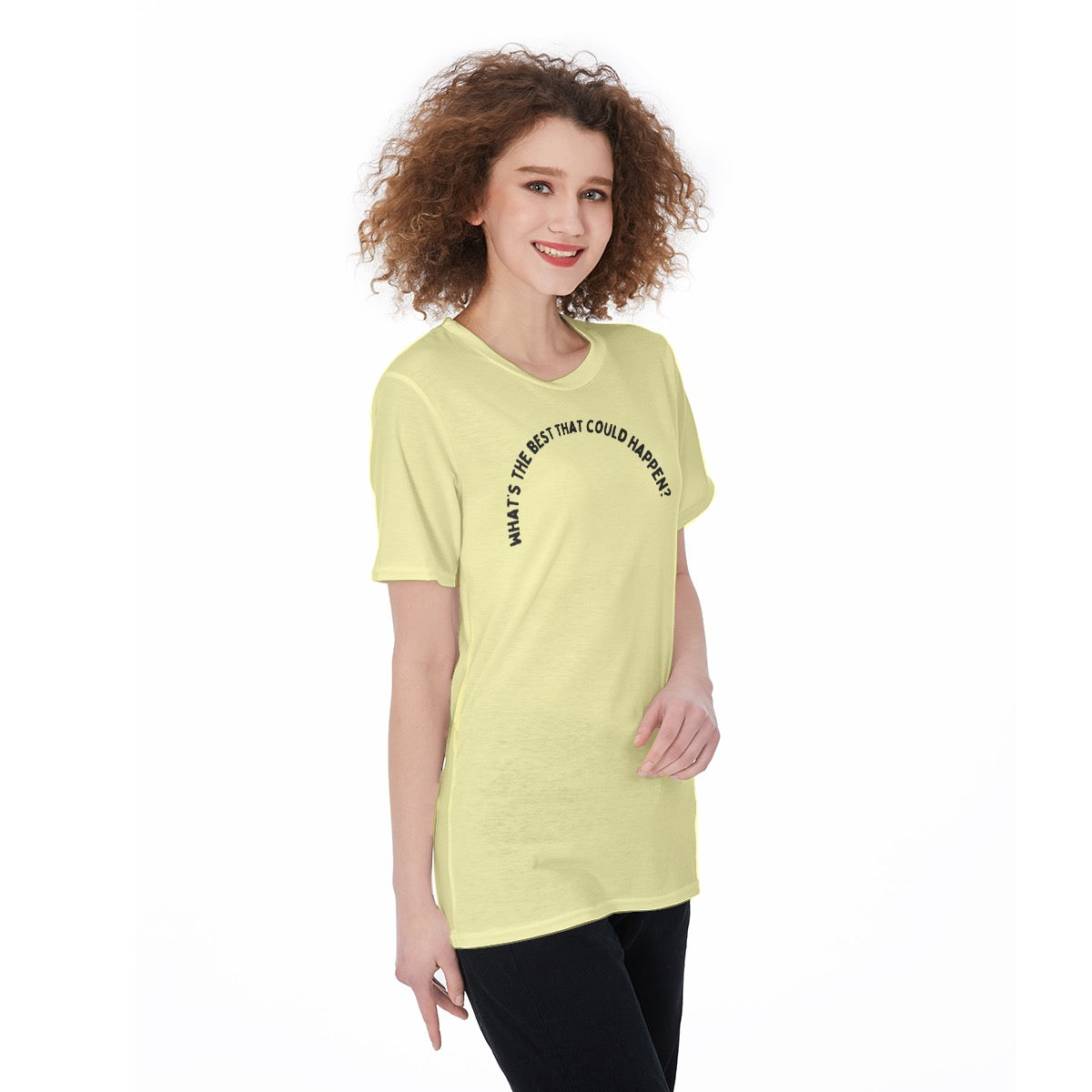 What's The Best That Could Happen? Women's O-Neck T-Shirt|180 GSM Jersey
