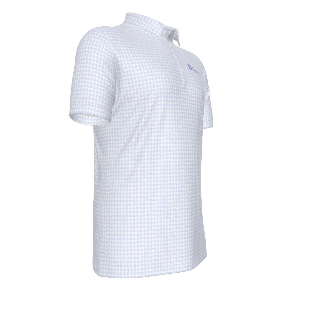 Blue Herringbone Bama Men's Stretch Collar Polo Shirt
