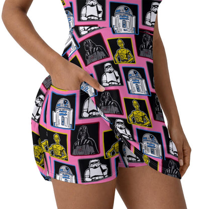 Pink Droids & Villains Women’s Athletic Dress With Built‑In Shorts