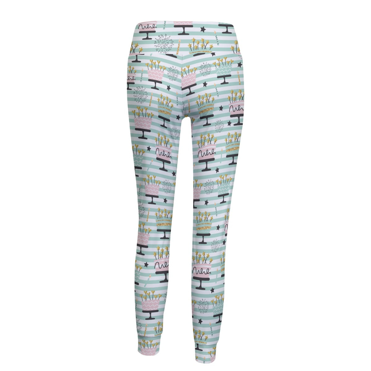 Striped Birthday Cake Women's Yoga Pants