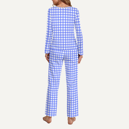 Bright Blue Gingham Women’s Loungewear Set