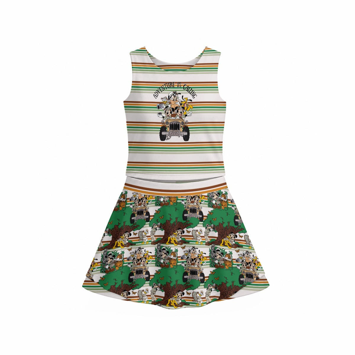 Adventure is Calling Safari Stripe Women's Sports Tank & Skort Set