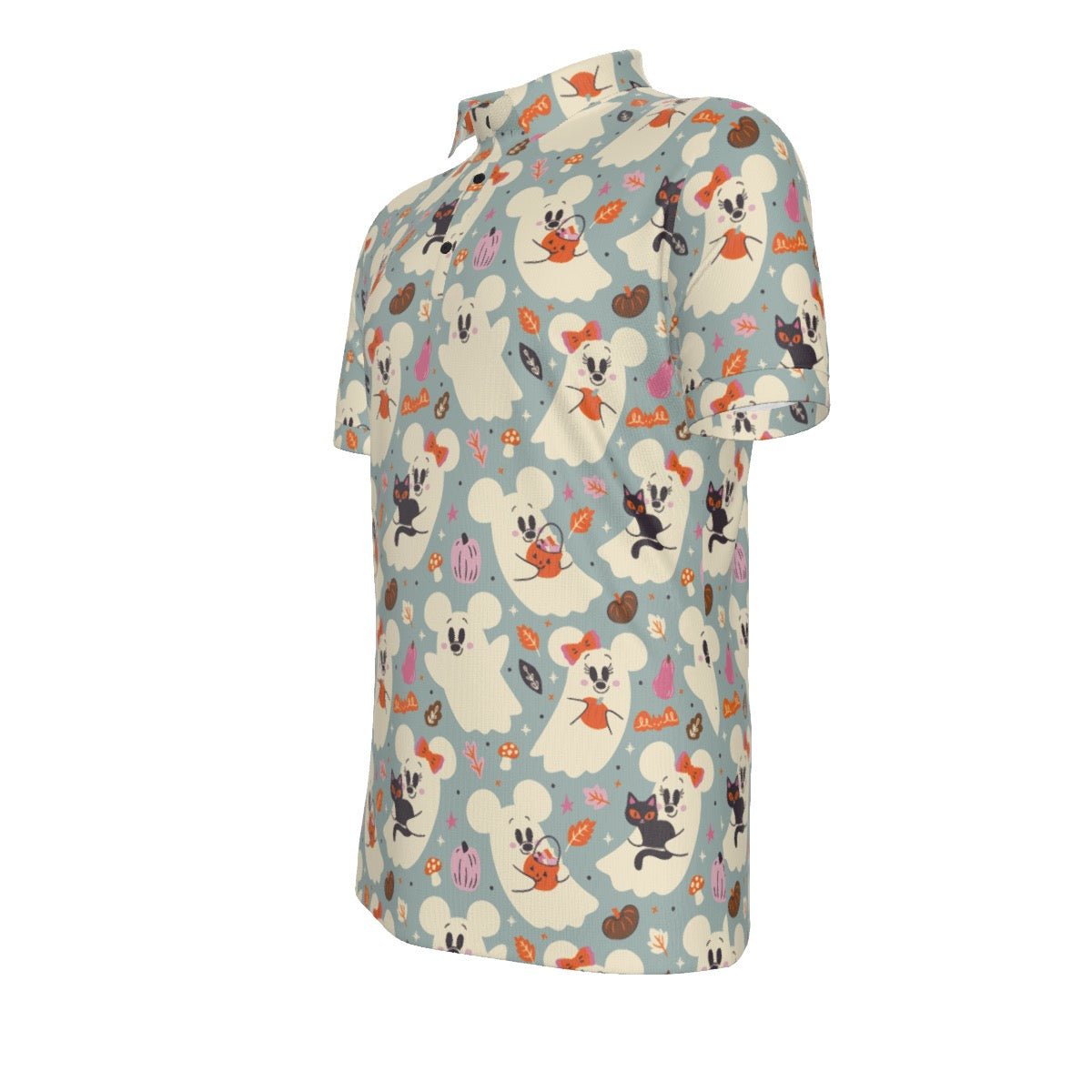 Friendly Ghosts [gray] Men's Stretch Collar Polo Shirt