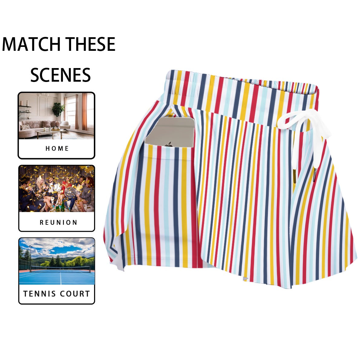 DCL Stripe Women's Sport Skorts With Pocket