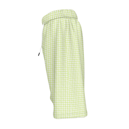 Grandmillenial Green Houndstooth Men‘s Beach Shorts With Lining
