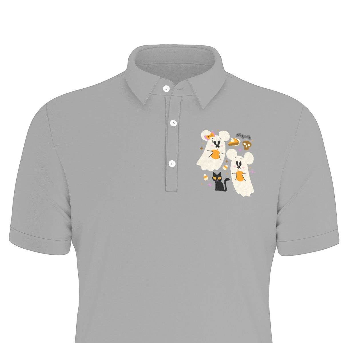 Friendly Ghosts Panel Men's Stretch Collar Polo Shirt