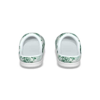 Green Christmas Toile Women's Plush Slippers