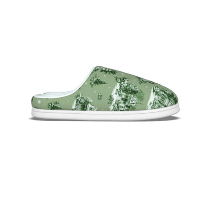 Sage Christmas Toile Men's Plush Slippers