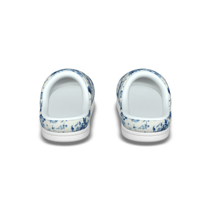 Blue Christmas Toile Men's Plush Slippers