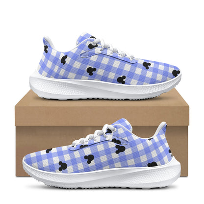 Bright Blue Gingham Women's Road Running Shoes
