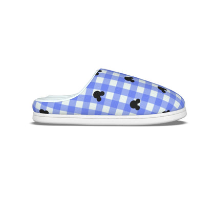 Bright Blue Gingham Men's Plush Slippers