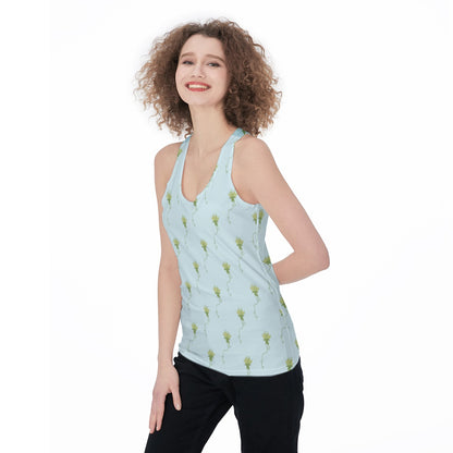 Aqua Lotus Flower Women's Racerback Tank Top