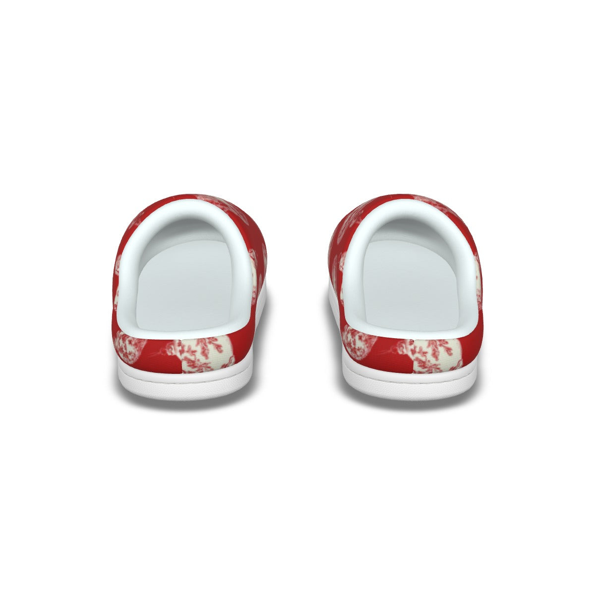 Red Toile Christmas Ornament Men's Plush Slippers