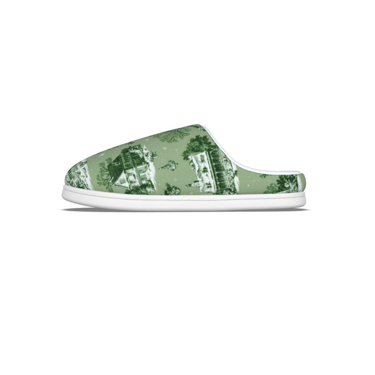 Sage Christmas Toile Men's Plush Slippers