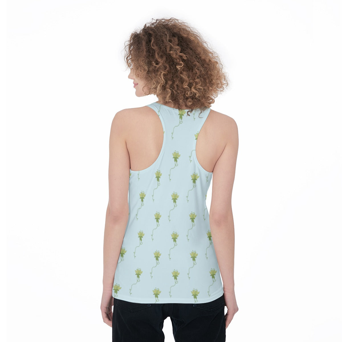 Aqua Lotus Flower Women's Racerback Tank Top