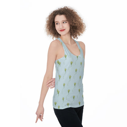Aqua Lotus Flower Women's Racerback Tank Top